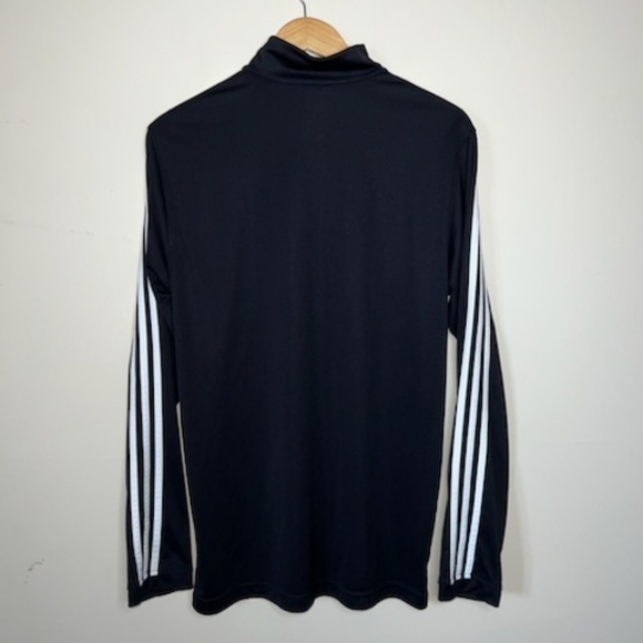 Adidas Three Stripe Black Pullover Quarter Zip Track Jacket Size Medium - Picture 2 of 6